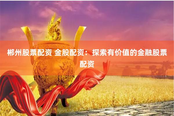 郴州股票配资 金股配资：探索有价值的金融股票配资